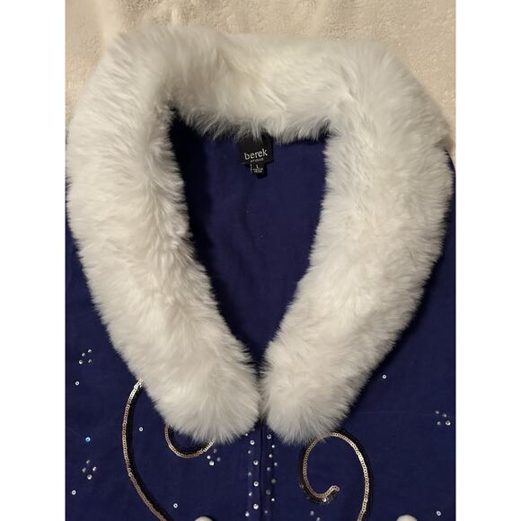 Vintage Large Berek Christmas Sweater Vest With Removable White Faux Fur Collar - Picture 3 of 11